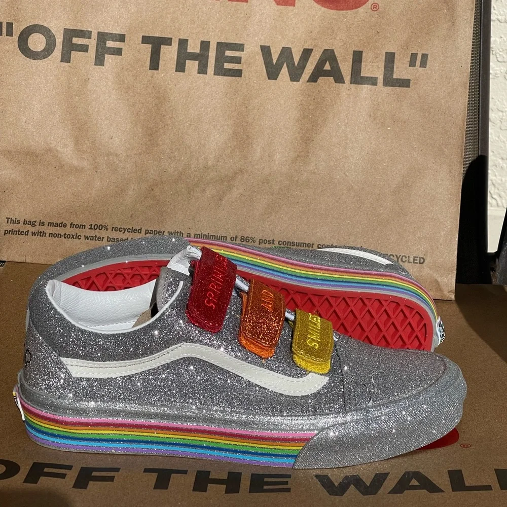 Old Skool Sparkled Rainbow Colored Vans (Flour Shop Edition)🌈 - Picture 8 of 10